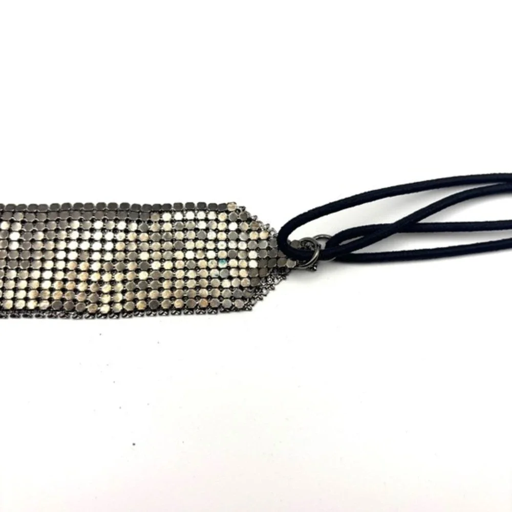 Vintage‎ Goody Silver Metal Mesh Elastic Headband Glam Rock Retro 80s
